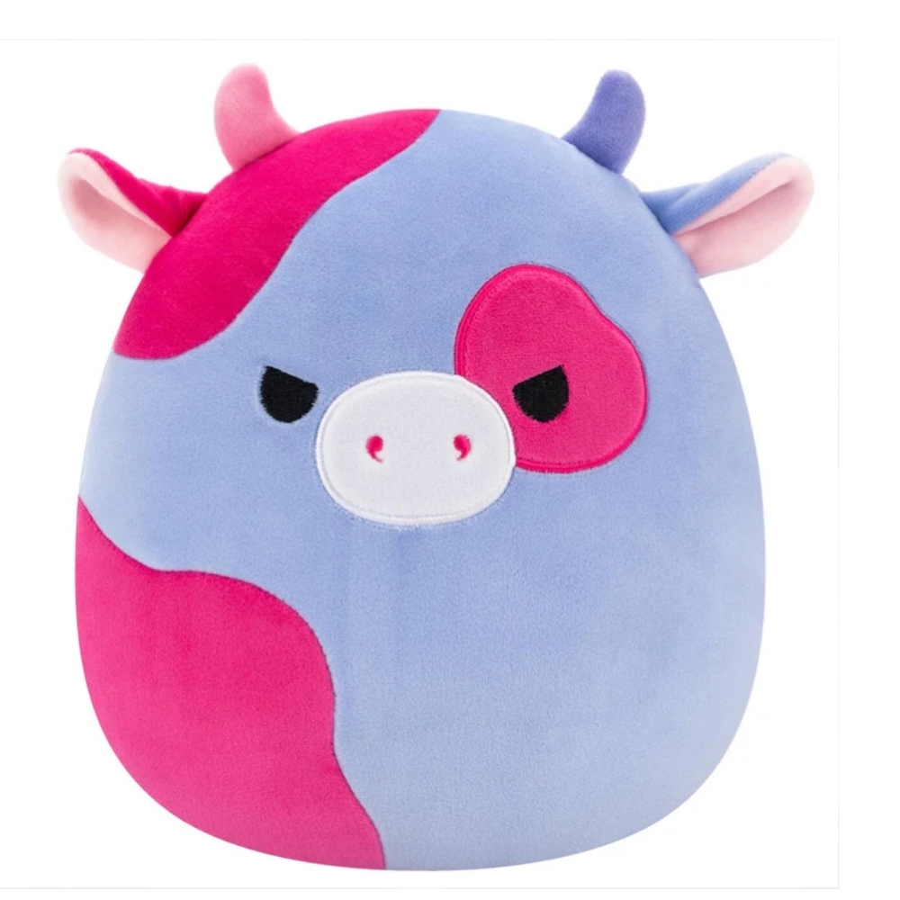 Sue Squishmallow 8 Inch Hot Pink And Purple Cow With Sinister Eyes NWT